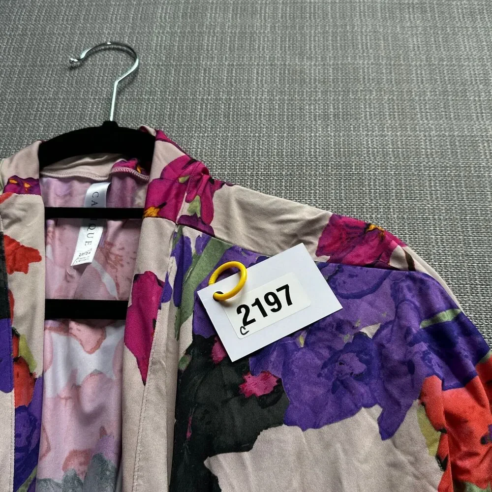 Cacique Robe Women 22 / 24 Floral Comfort Short Kimono Boho Light Jacket Vibrant